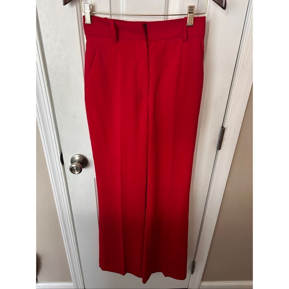 Zara red dress dress pants wide leg high waisted size extra small